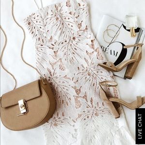 Lulus Resplendence White Lace Bodycon Midi Dress